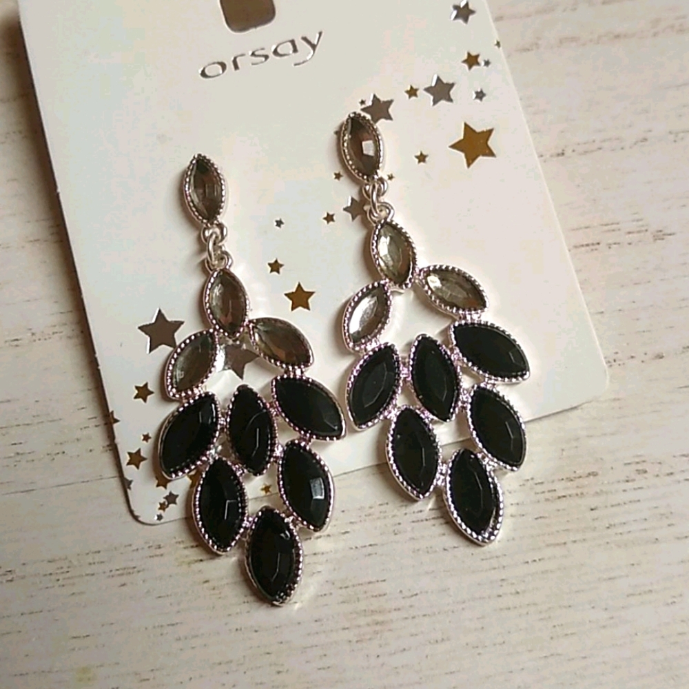 😻 3 For $15 Multi Stone Black & Silvery Dangles - Picture 3 of 3